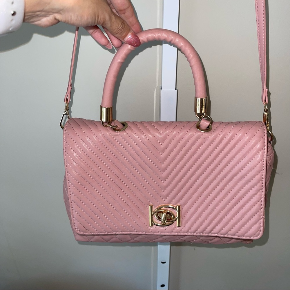 bebe Blush Pink Chevron Crossbody Bag